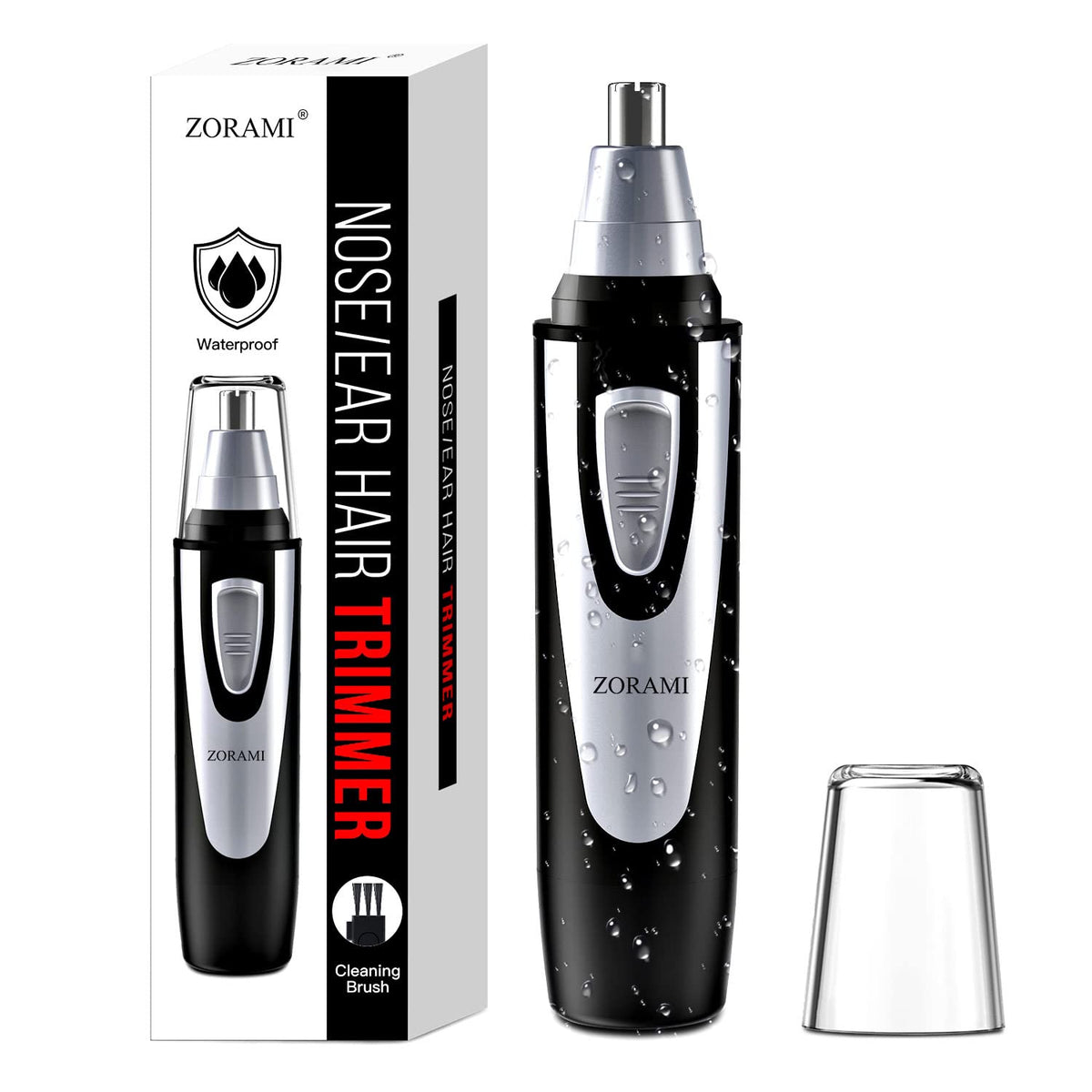 Zorami Ear And Nose Hair Trimmer - Ipx7 Waterproof, Dual Edge Blades, Painless For Men & Women