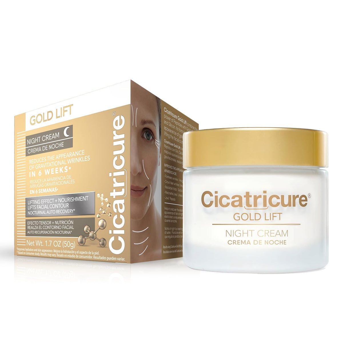 Cicatricure Gold Lift Night Cream - Anti-Aging Moisturizer With Gold, 1.7 Ounce