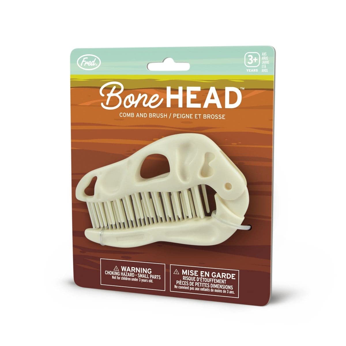 Genuine Fred BONEHEAD Folding Brush & Comb - Fun Dinosaur Hair Care Tool for Travel & Gifts