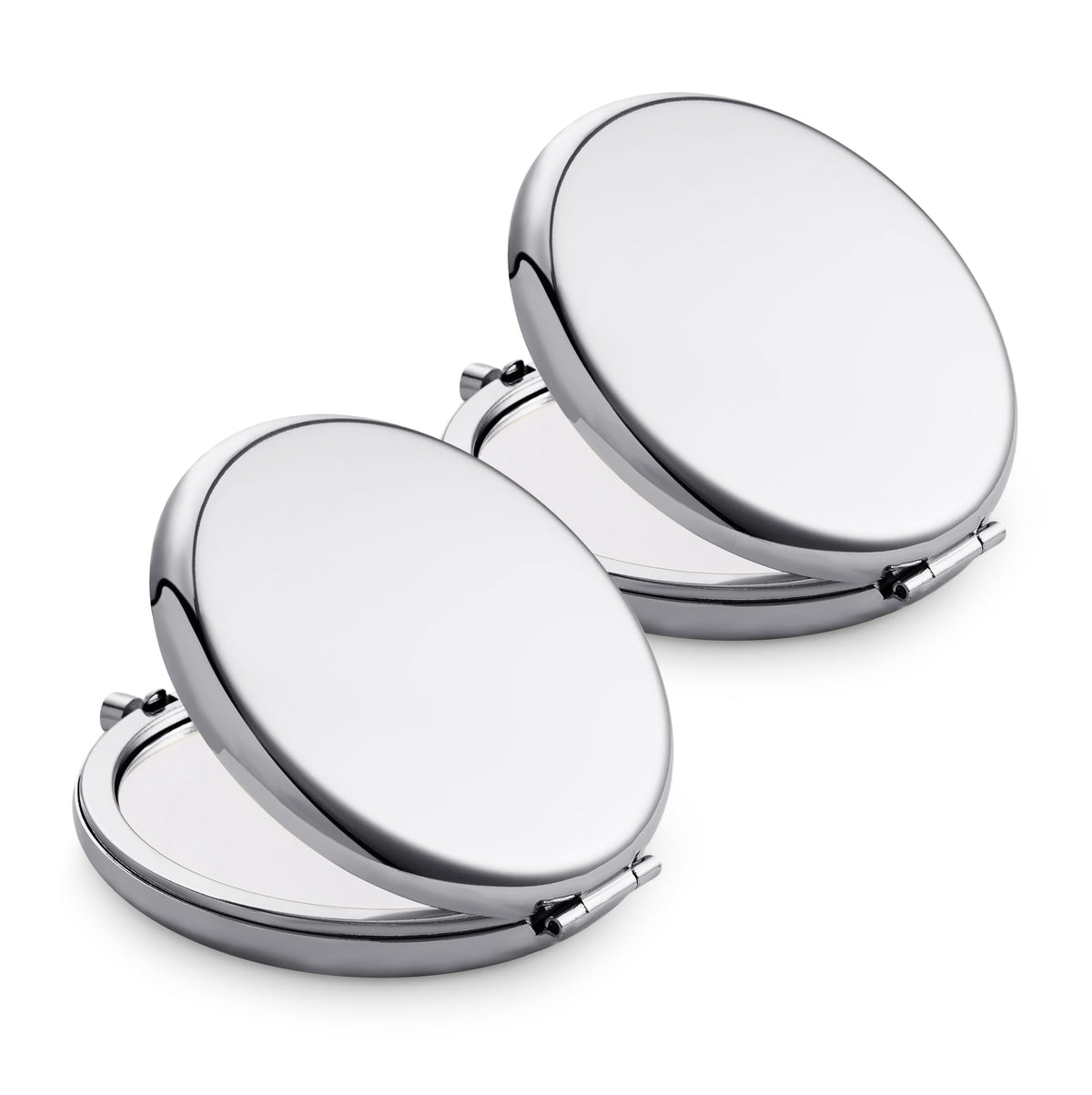 Mllxx Compact Mirror, Double-Sided 1X/2X Magnifying, Portable Silver Makeup Mirror, 2 Packs