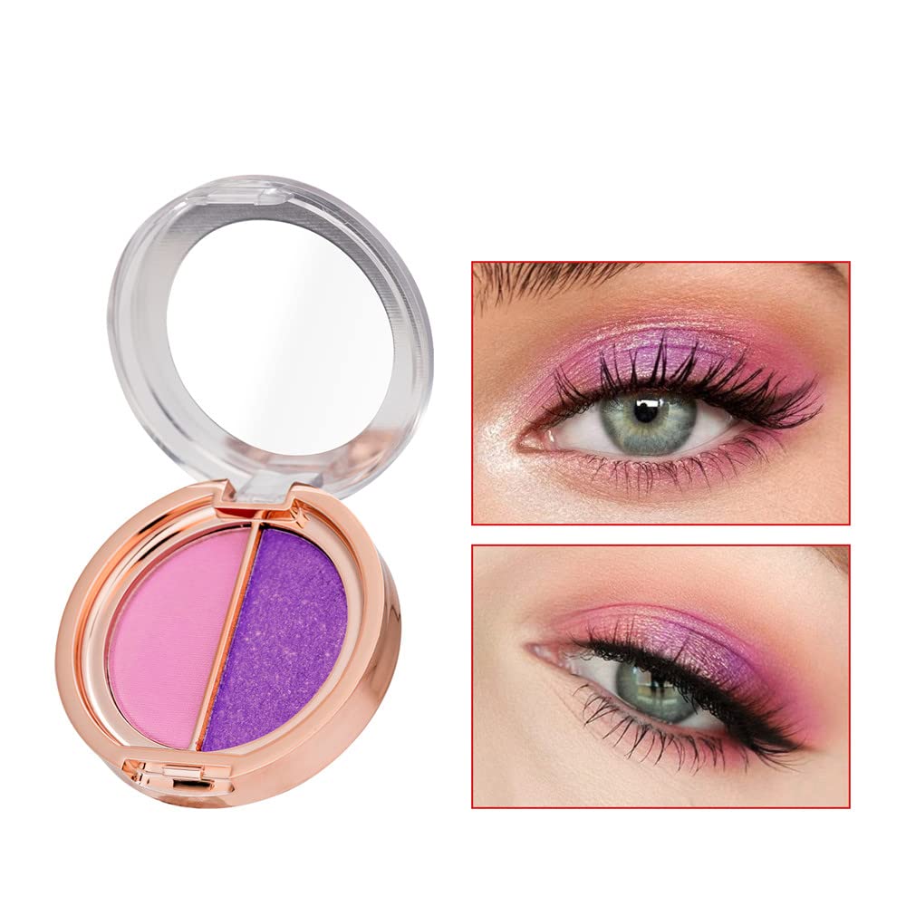 Timipoo Double Color Eye Shadow Palette - High Pigment Matte & Shimmer - 06#Dream Talk Purple