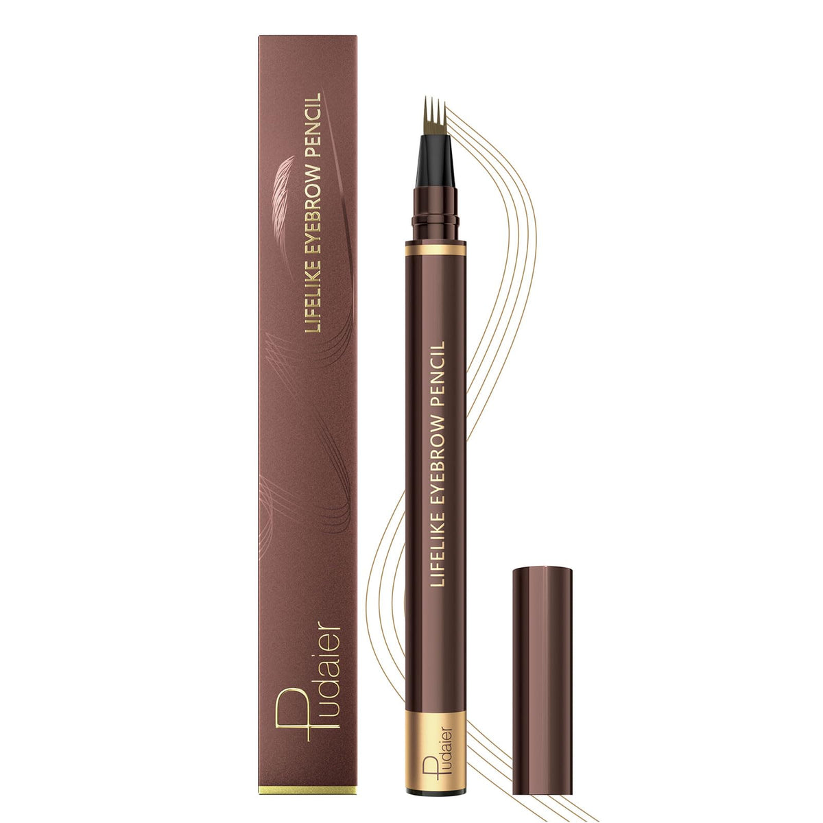 Zuk Microblading Eyebrow Pen - Waterproof Light Brown Pencil With 4 Fork Tips For Natural Strokes