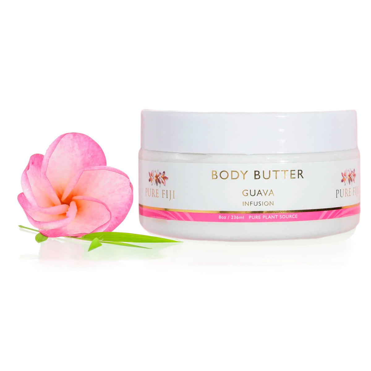 Pure Fiji Body Butter - Moisturizer For Dry Skin With Natural Oils & Vitamin E, Guava, 8Oz