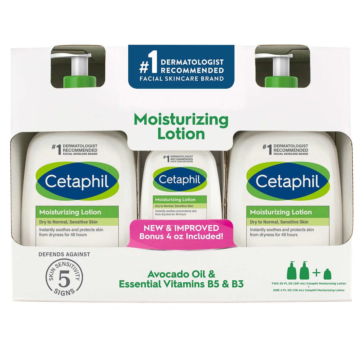 Topkech Cetaphil Lotion 3 Pack - 2 X 20 Oz & 1 X 4 Oz - Travel Size,