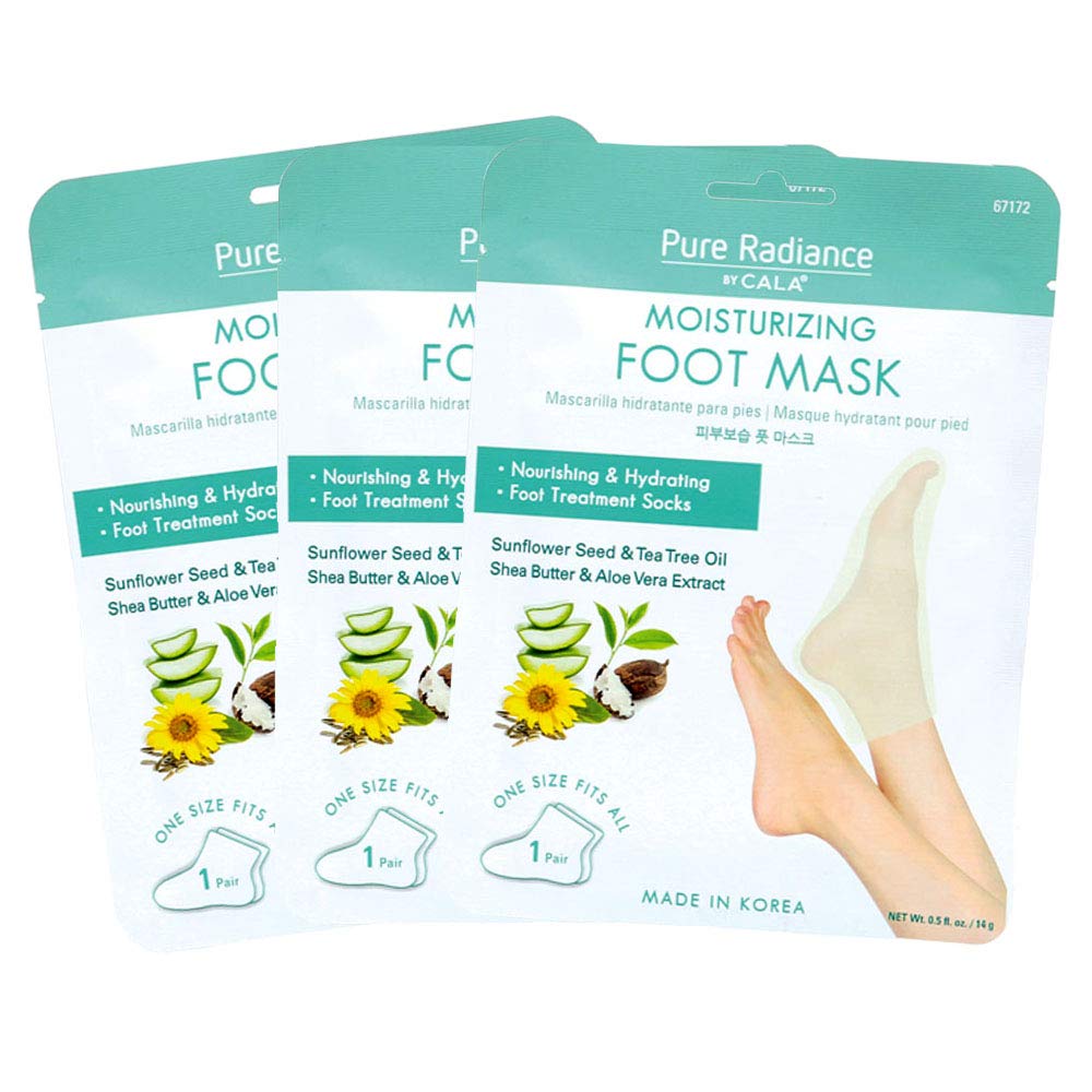 Cala Pure Radiance Moisturizing Foot Masks - 3 Pairs, Sunflower Scent, Hydrating Treatment