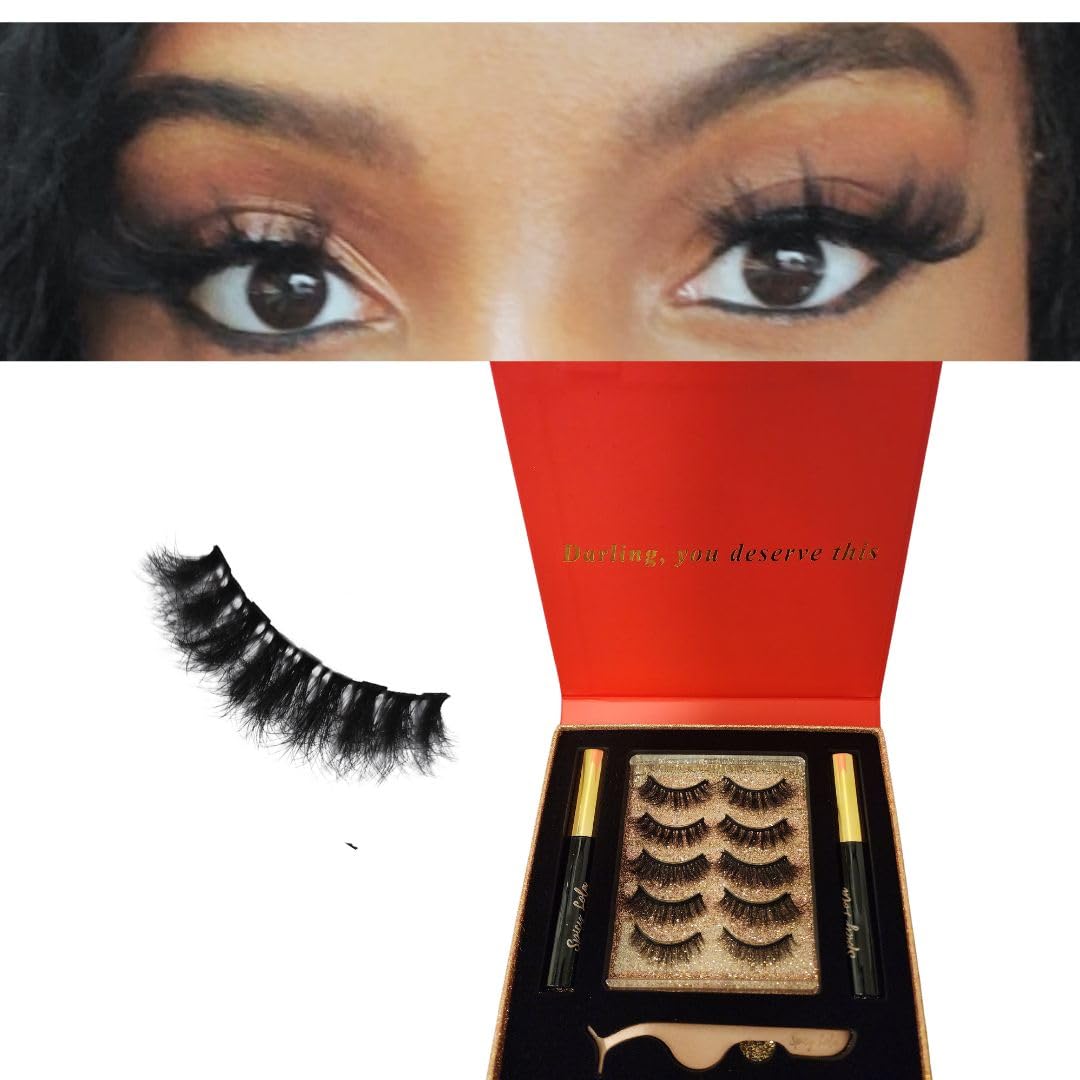 Spicy Lola 7D Fluffy Magnetic Mink Eyelashes Kit - Vegan Faux Mink With Magnetic Eyeliner