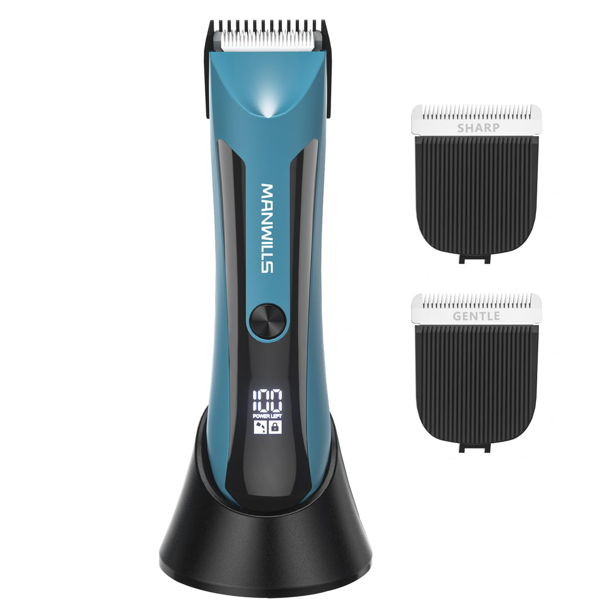 Manwills Waterproof Body Hair Trimmer For Men - Electric Groomer & Shaver With Charging Dock