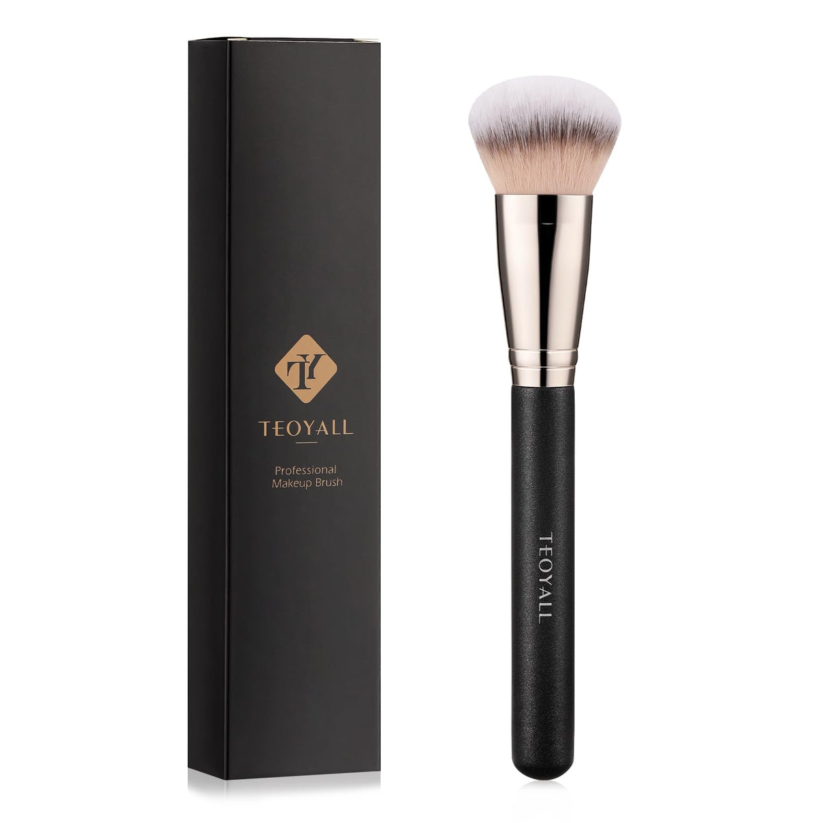 Teoyall Domed Foundation Brush - Soft Synthetic Bristles For Liquid & Cream Makeup Application