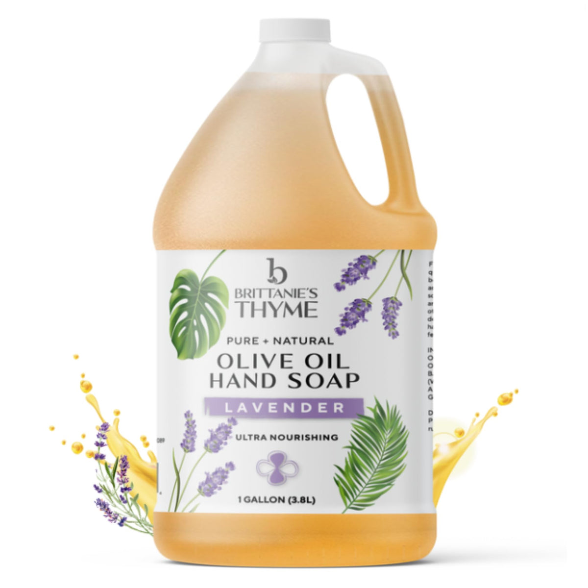 Brittanie'S Pure Organic Lavender Castile Liquid Soap Refill, 1 Gallon - Vegan & Non-Gmo