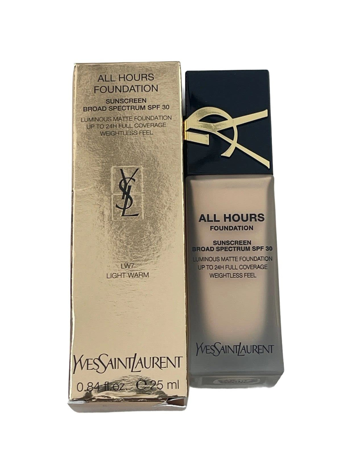 Ysl All Hours Luminous Matte Foundation Lw7 - 0.84 Oz Skin Concealer In Cranberry