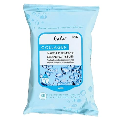 Cala Collagen Make-Up Remover Cleansing Tissues, 30 Count, Non-Woven Fiber