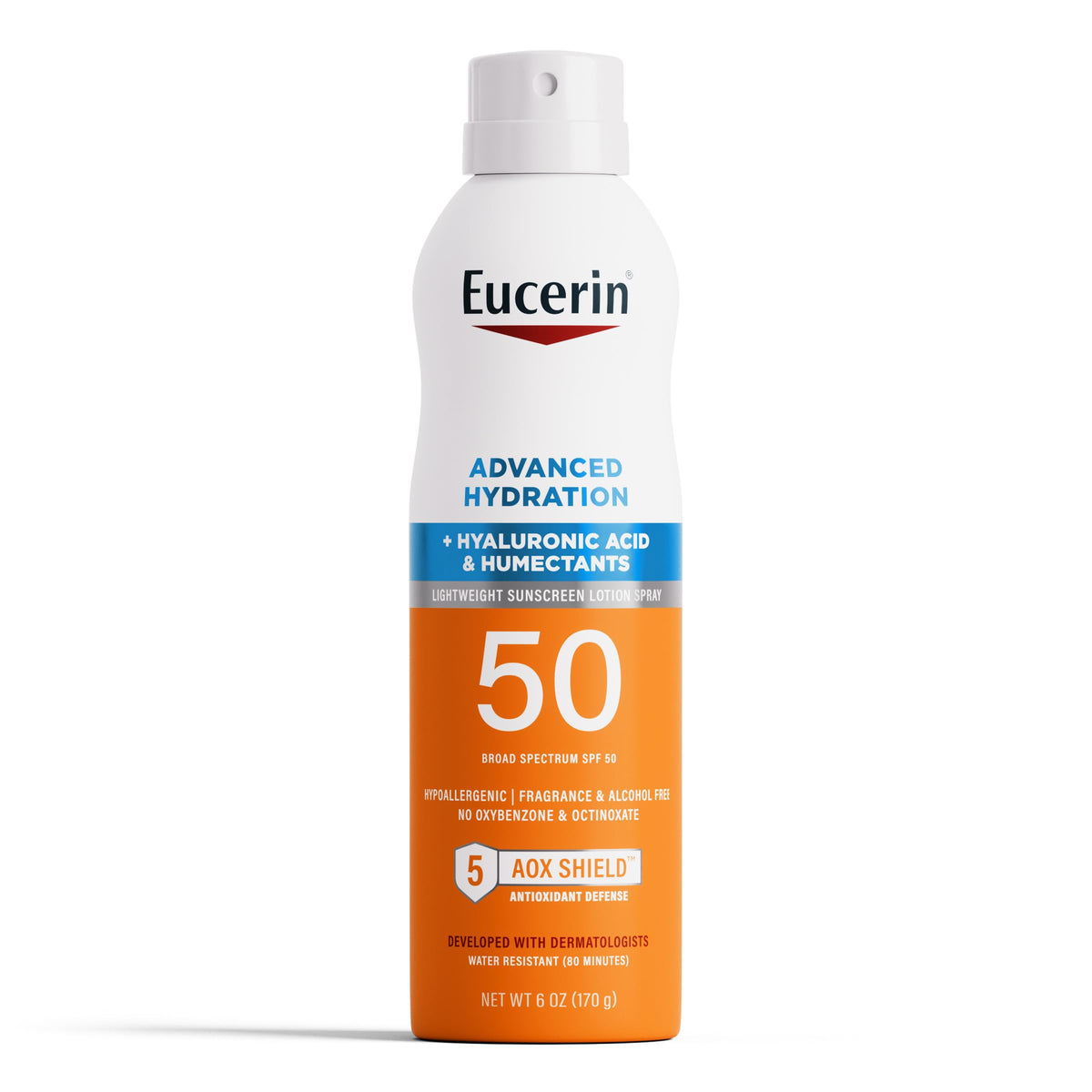 Eucerin Advanced Hydration Spf 50 Sunscreen Spray, Lightweight, Fragrance & Alcohol Free, 6 Oz