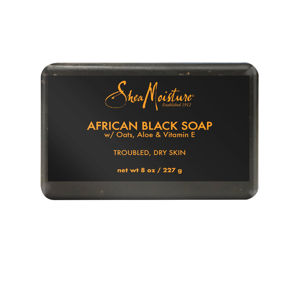 Sheamoisture African Black Soap Bar For Troubled Skin, 8 Oz Cleanser With Shea Butter