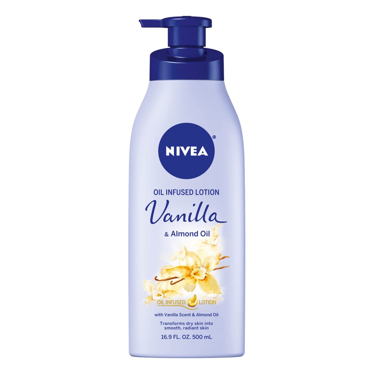 Nivea Lotion Oil-Infused Vanilla & Almond Oil, 16.9 Fl Oz Pump - Hydrating Moisturizer