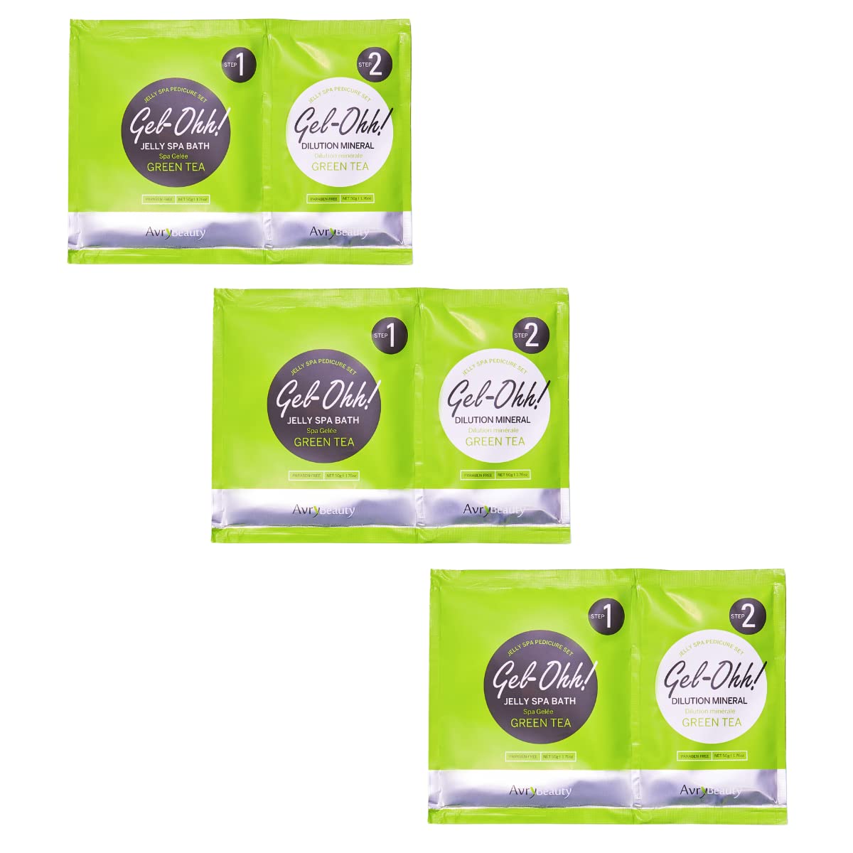 Avrybeauty Gel-Ohh Jelly Spa Bath 3 Pack - Green Tea Scented Pedicure & Aroma Therapy