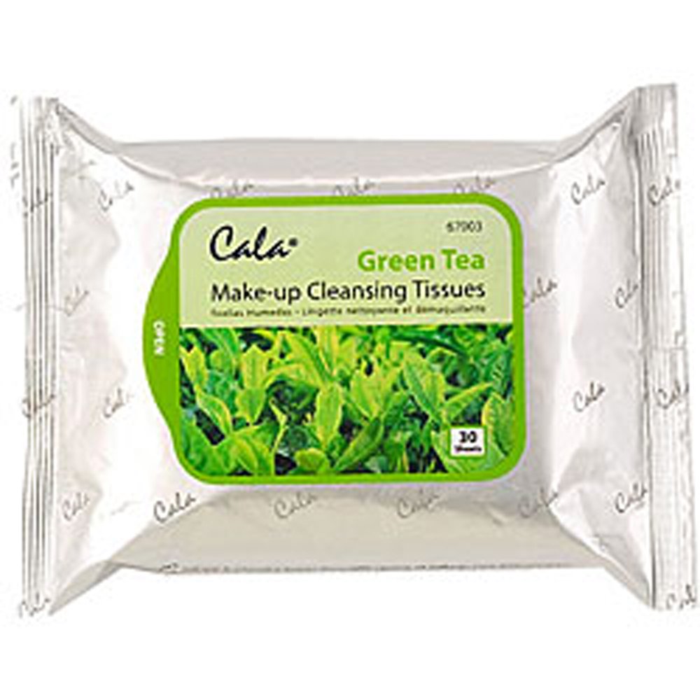 Cala Green Tea Make-Up Remover Cleansing Tissues, 30 Count, Gentle & Refreshing