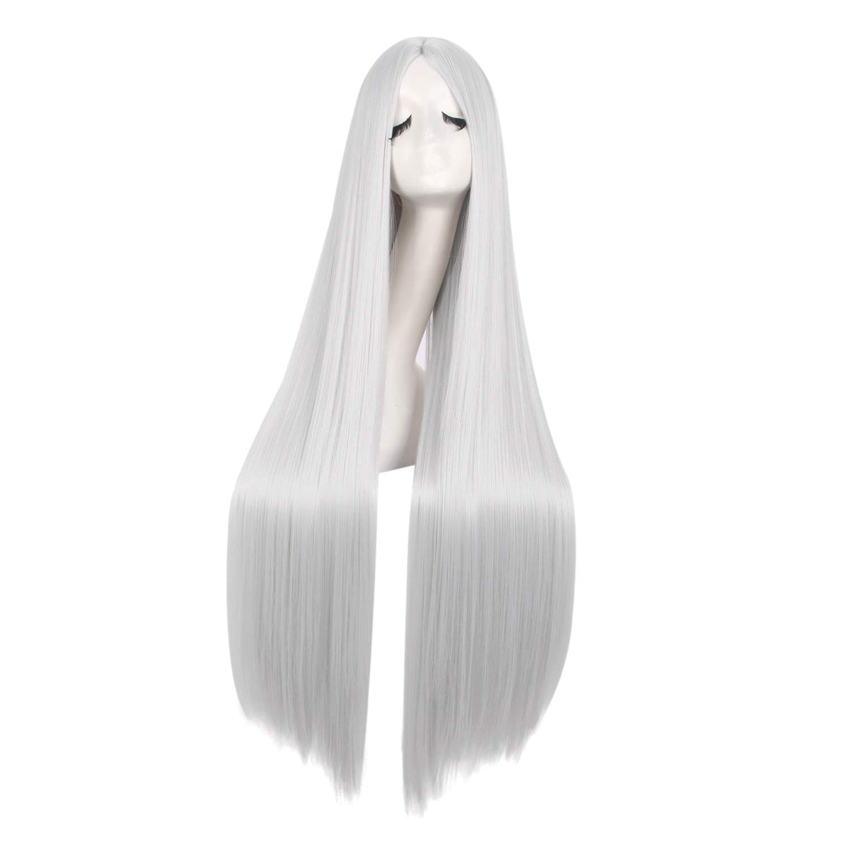 Mapofbeauty 40 Inch Silver Straight Long Anime Cosplay Wig - Fashion Costume Accessory