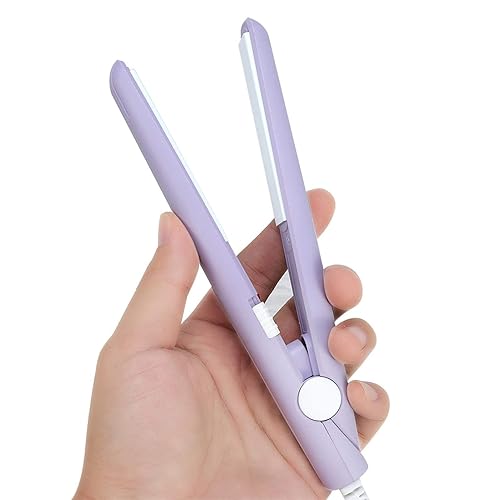 xuuyuu Ceramic Mini Hair Curler & Straightener 2-in-1 Travel Size - Purple Tourmaline Iron