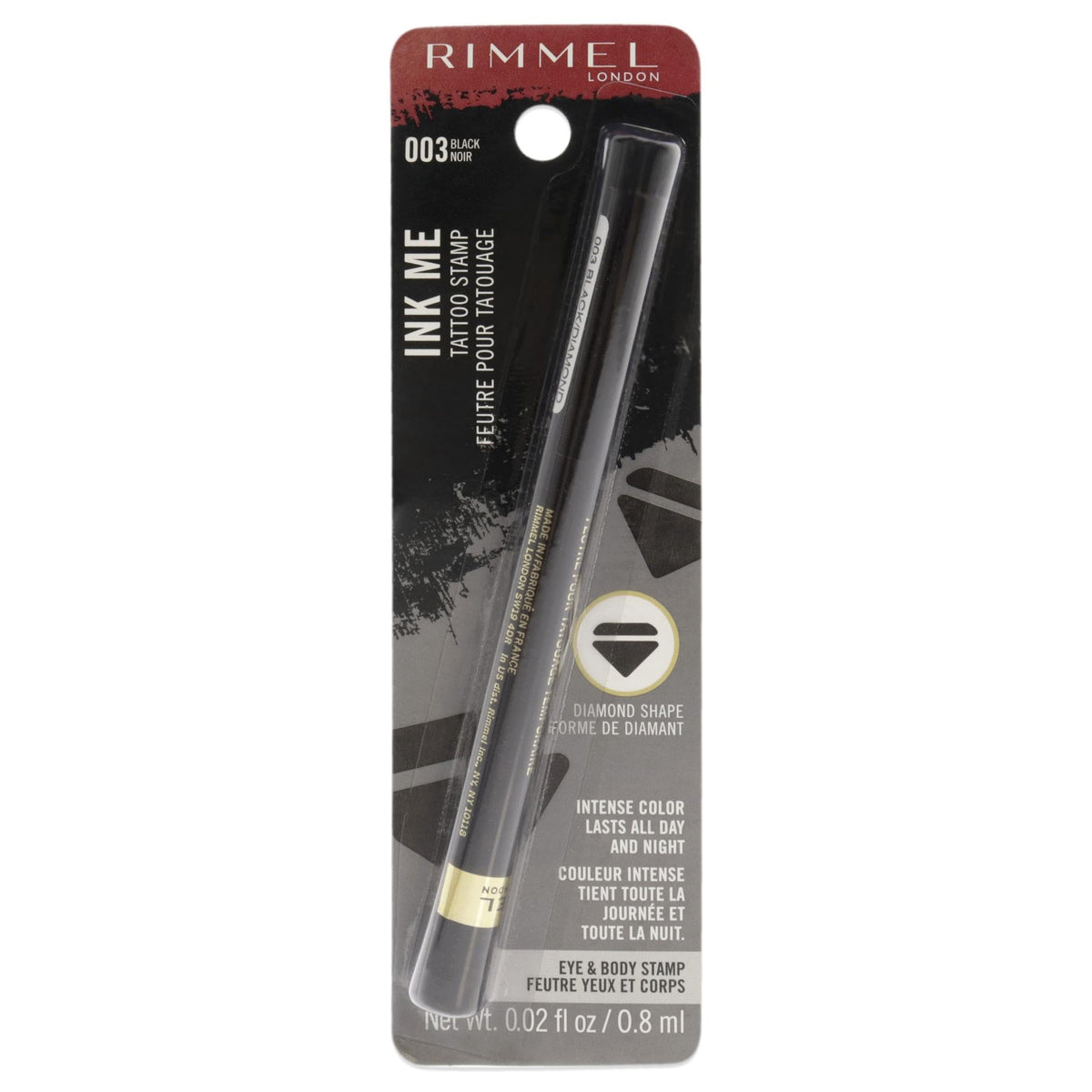 Rimmel London Ink Me Tattoo Stamp Eyeliner - 003 Black Diamond, 0.02 oz for Women