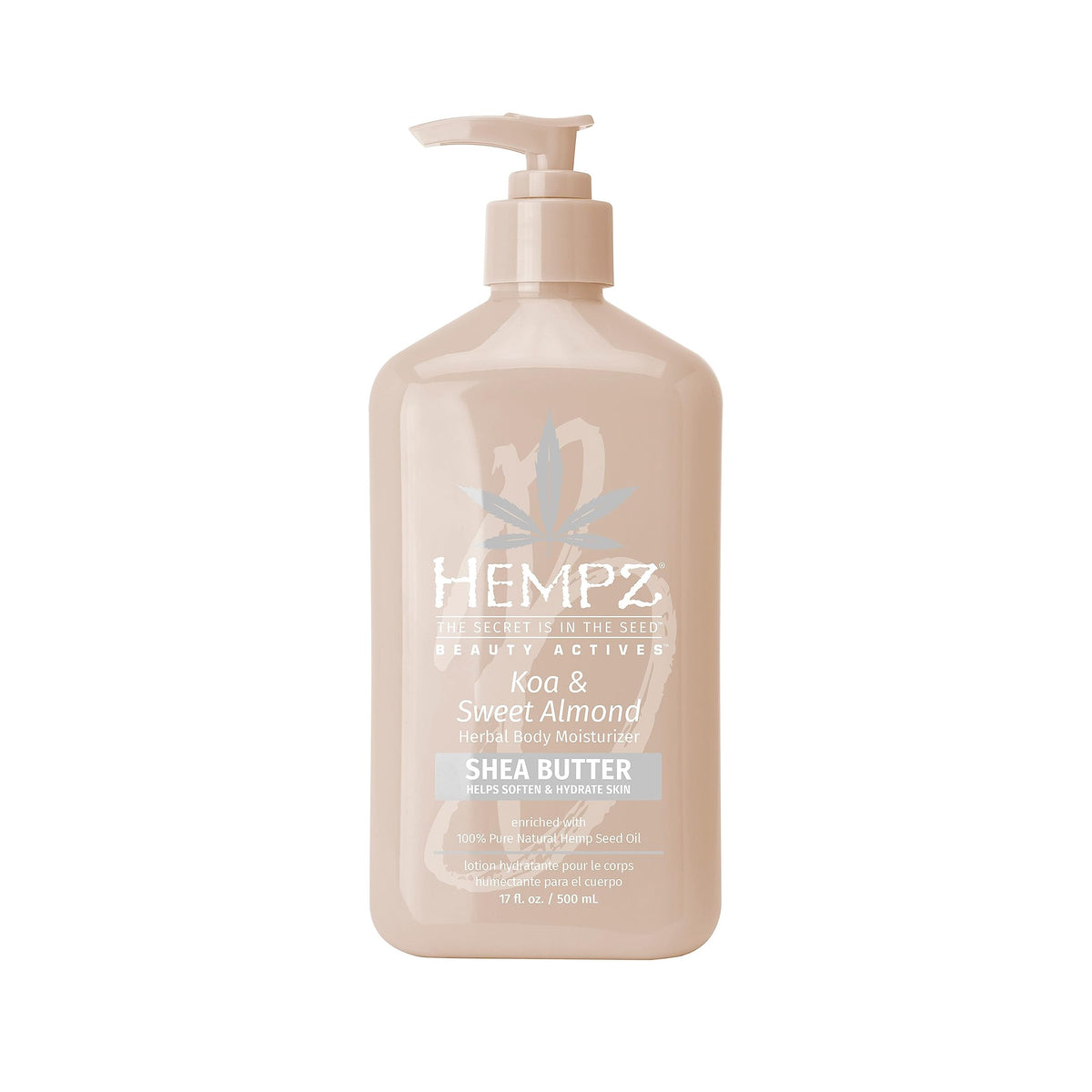 Hempz Koa & Sweet Almond Body Moisturizer, 17 Fl Oz, Pink - Smoothing Herbal Formula