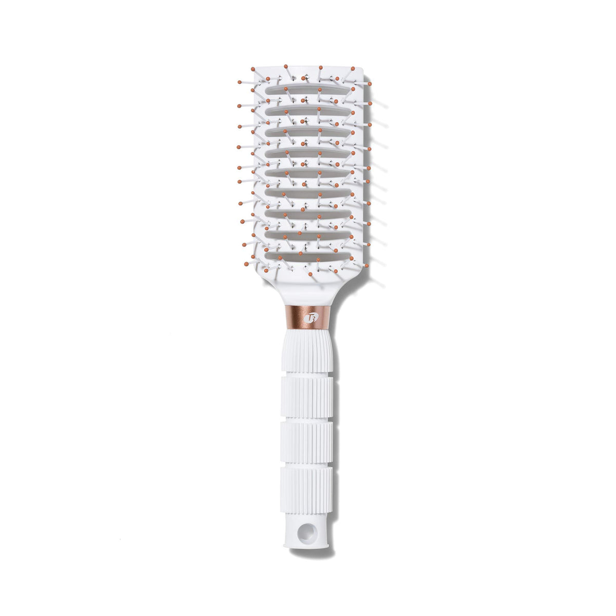 T3 Vented Detangling Hair Brush - Fast Blow Drying, Heat Resistant, White/Rose Gold