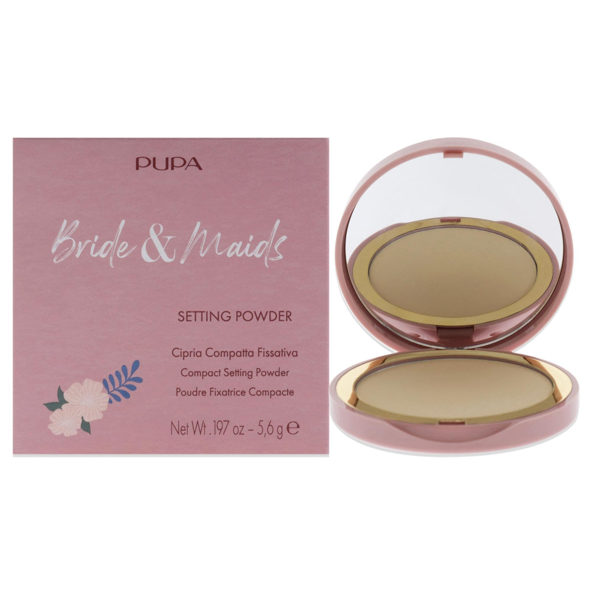 Pupa Bride and Maids Setting Powder 001 Bride Veil - Ultra-Fine Matte with SPF 15, 0.2 oz