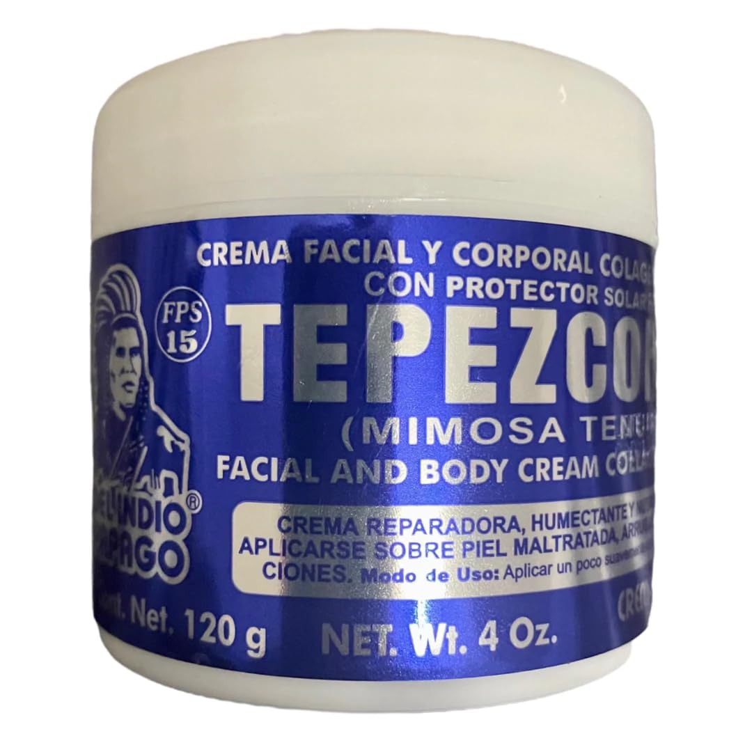 Del Indio Papago Tepezcohuite Skin Cream - Collagen & Vitamin E, Spf 15, 4.2 Oz