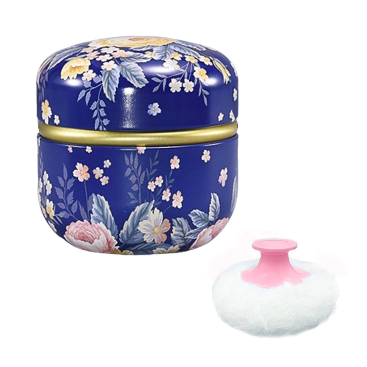 Qopoto Dark Blue Body Powder Puff & Container For Bath & Travel - 1 Count