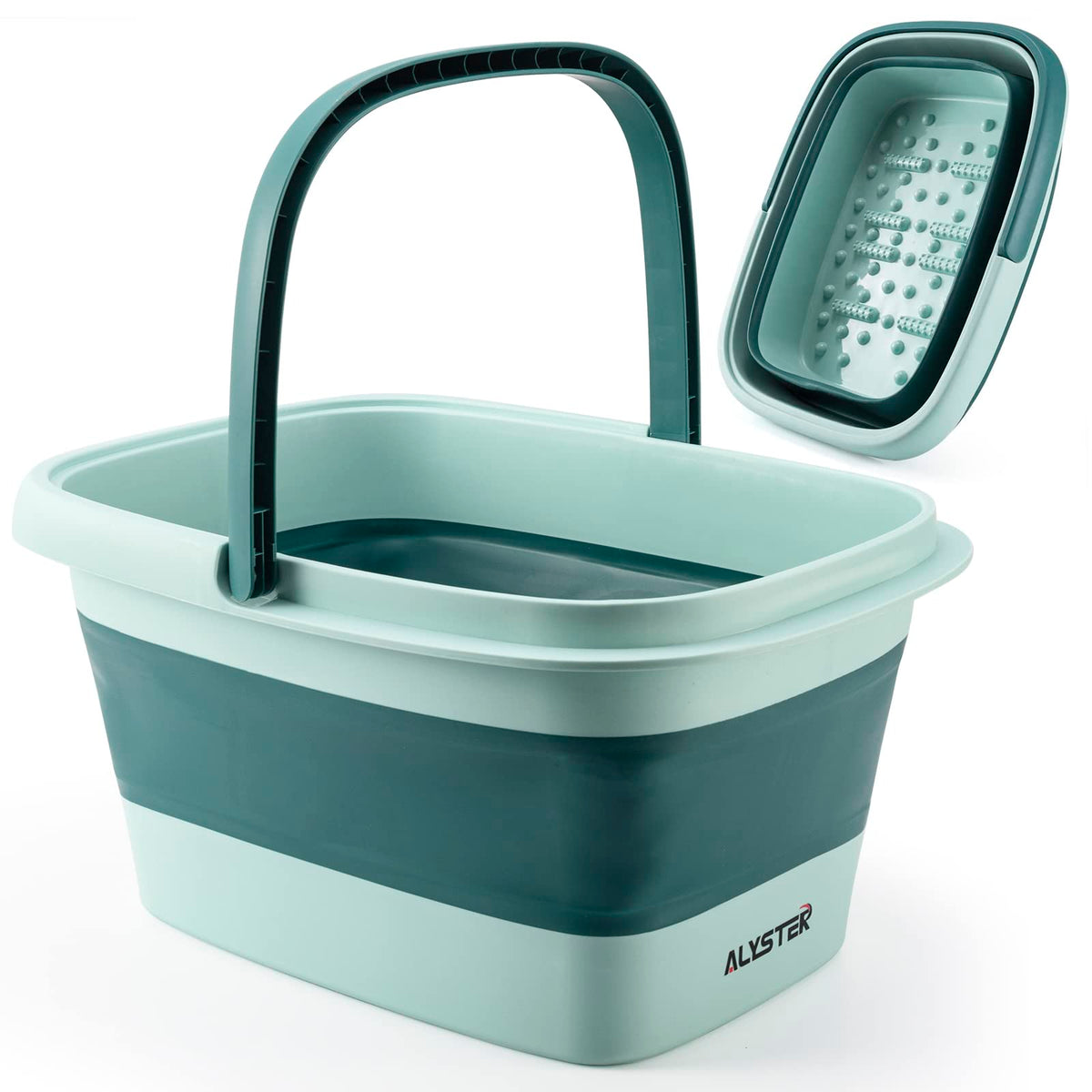 Alyster Collapsible Foot Bath 15L, Green Foot Spa Tub For Cracked Feet & Pedicure Treatment