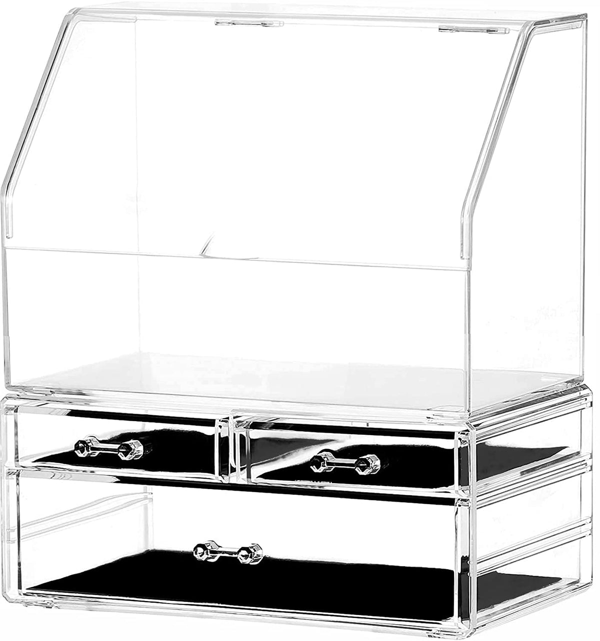 Cq Acrylic Makeup Organizer With 3 Drawers - Clear Plastic Skincare & Cosmetic Storage