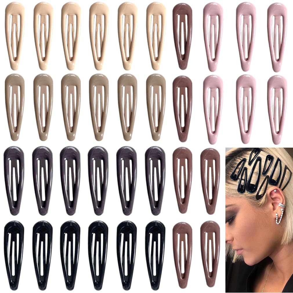 Mythos 36 Pcs Metal Snap Hair Clips - No Slip, Strong Hold For Thick & Thin Hair, Matte Finish