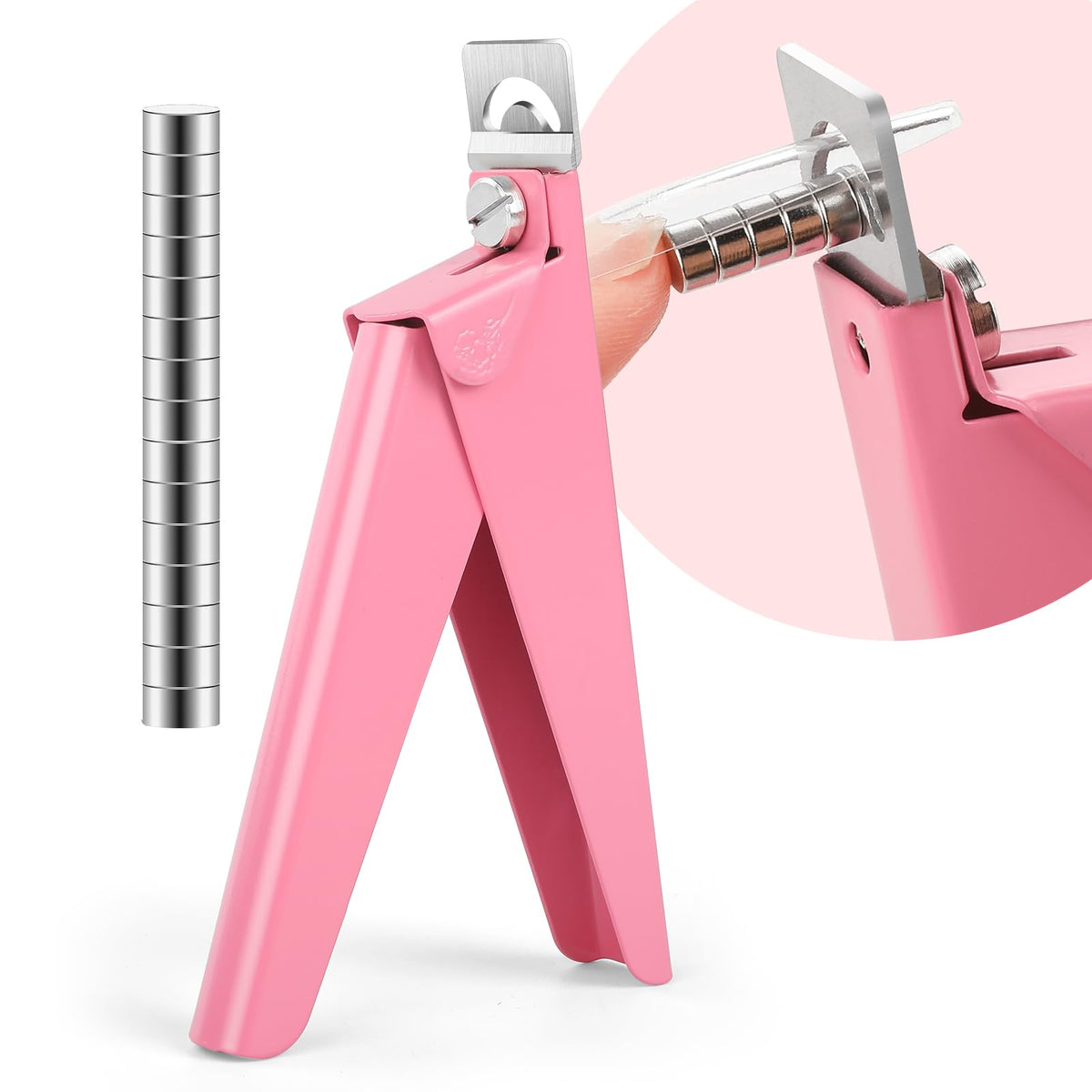 Best Choice Magnets Baby Pink False Nail Clippers With Magnets & 15Pcs Acrylic Nail Cutter