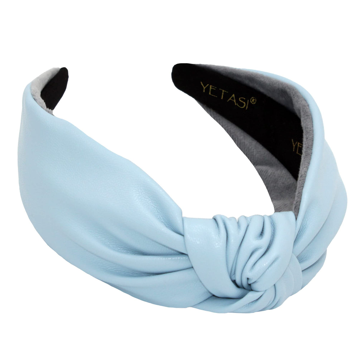 Yetasi Sky Blue Faux Leather Headband For Women - Adjustable Non-Slip Comfy Design