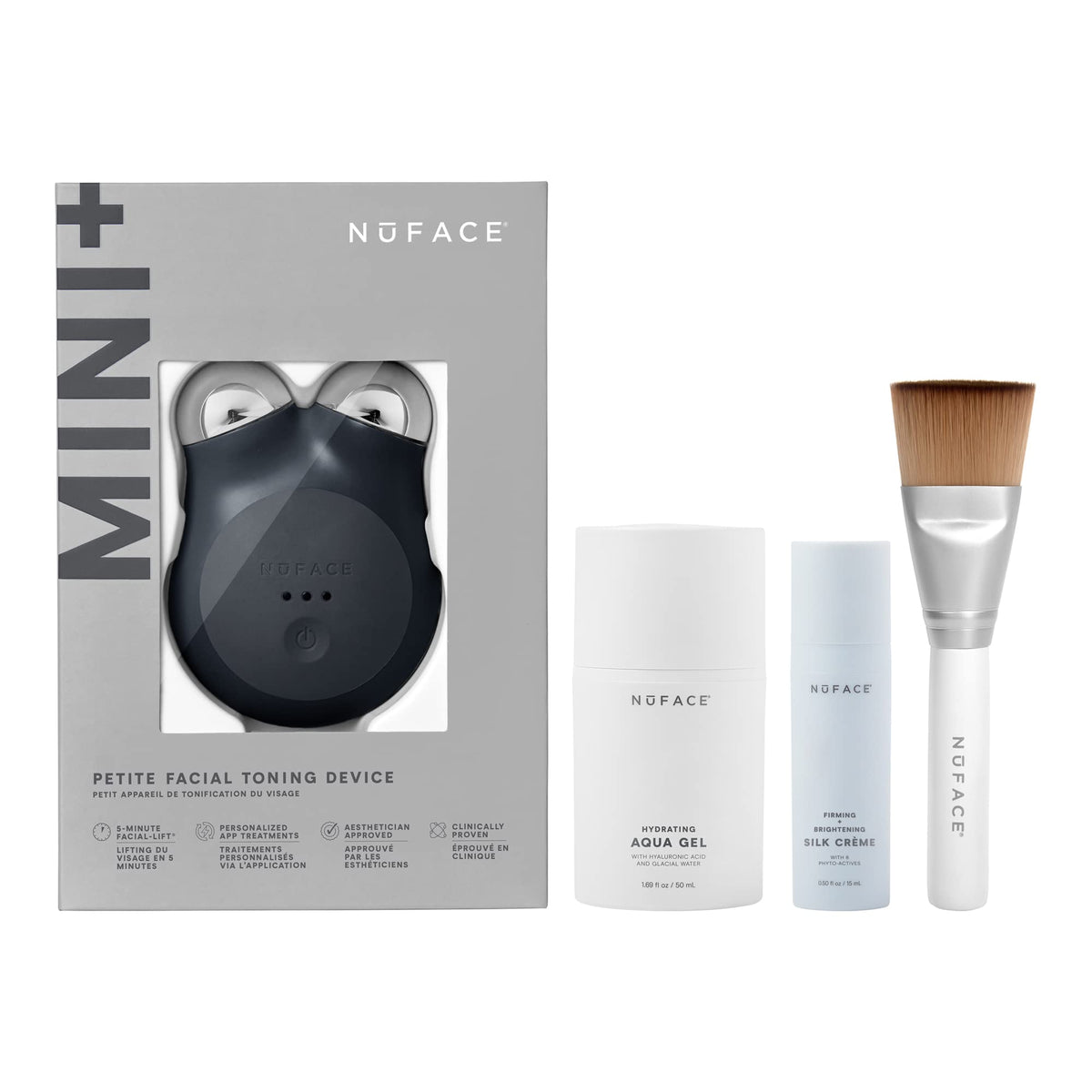 Nuface Mini+ Microcurrent Device Kit - Fda Cleared Facial Sculpting & Skin Tightening - Midnight Black