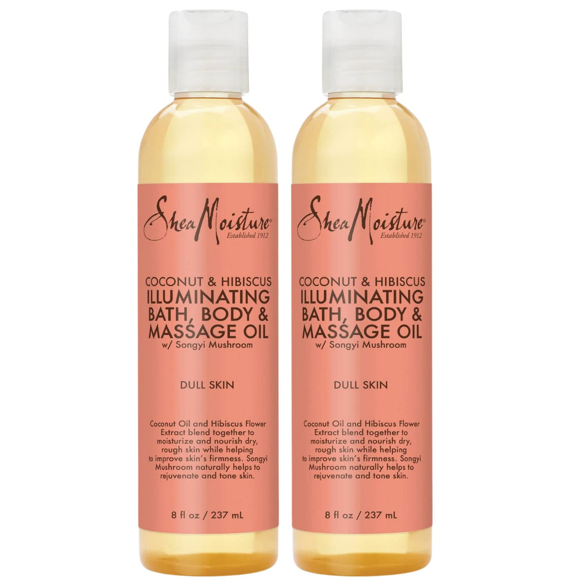 Sheamoisture Coconut & Hibiscus Body Oil - 2 Pack, 8 Fl Oz Each, For Bath & Massage