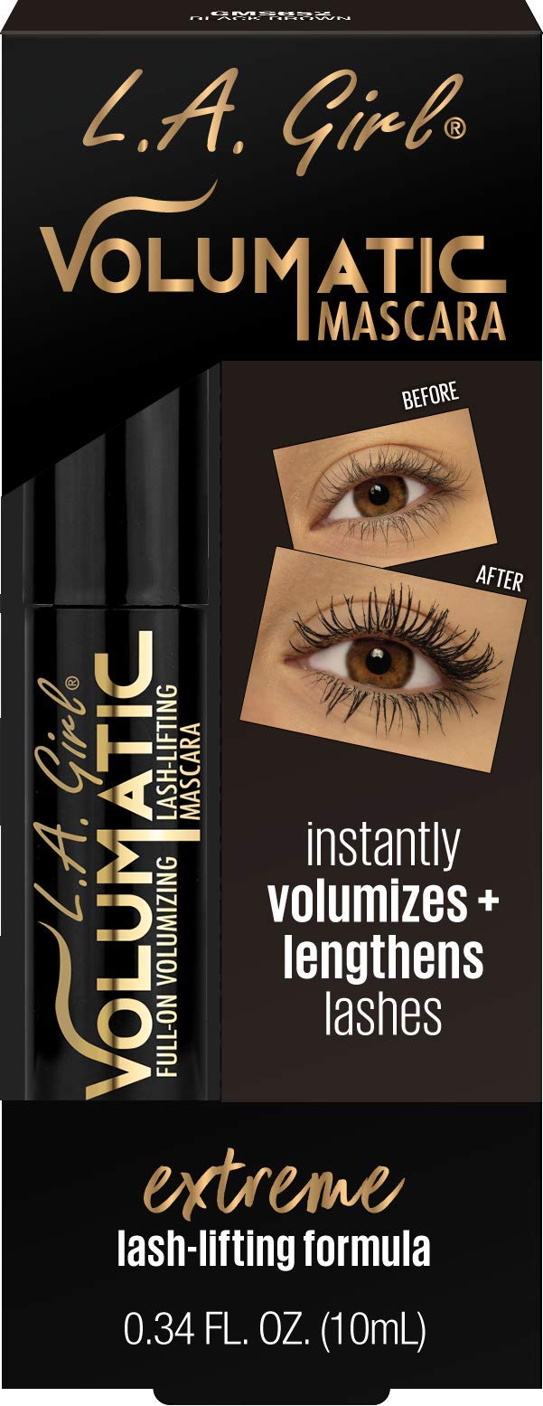 L.A. Girl Volumatic Mascara, Black Brown - Lengthening & Volumizing, 1 Oz