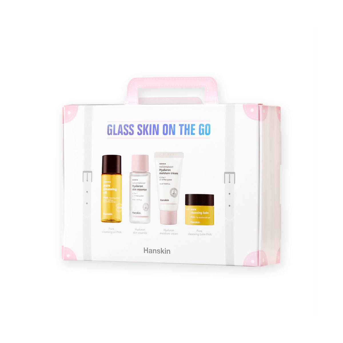 Hanskin Glass Skin On The Go Kit - 4 Piece Hydrating Travel Set For Glowing Skin, Korean Skincare