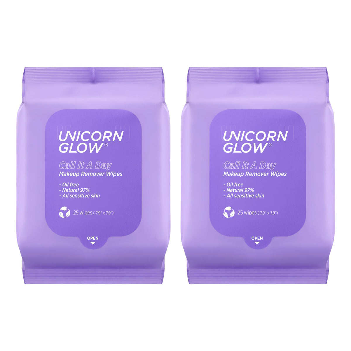 Unicorn Glow Makeup Remover Wipes, 50 Count - Charcoal, Aloe, Vitamin E, Alcohol & Paraben Free