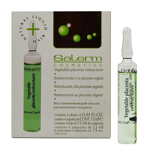 Salerm Vegetable Placenta Restructurer - 4 Vials, 1.76 Fl Oz, Hair Treatment For Damage Repair