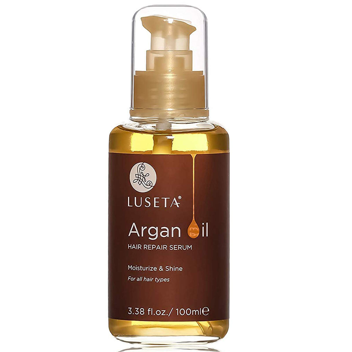 L LUSETA Argan Oil Hair Serum, 100% Pure for Frizz Control & Shine, 3.38 Fl Oz