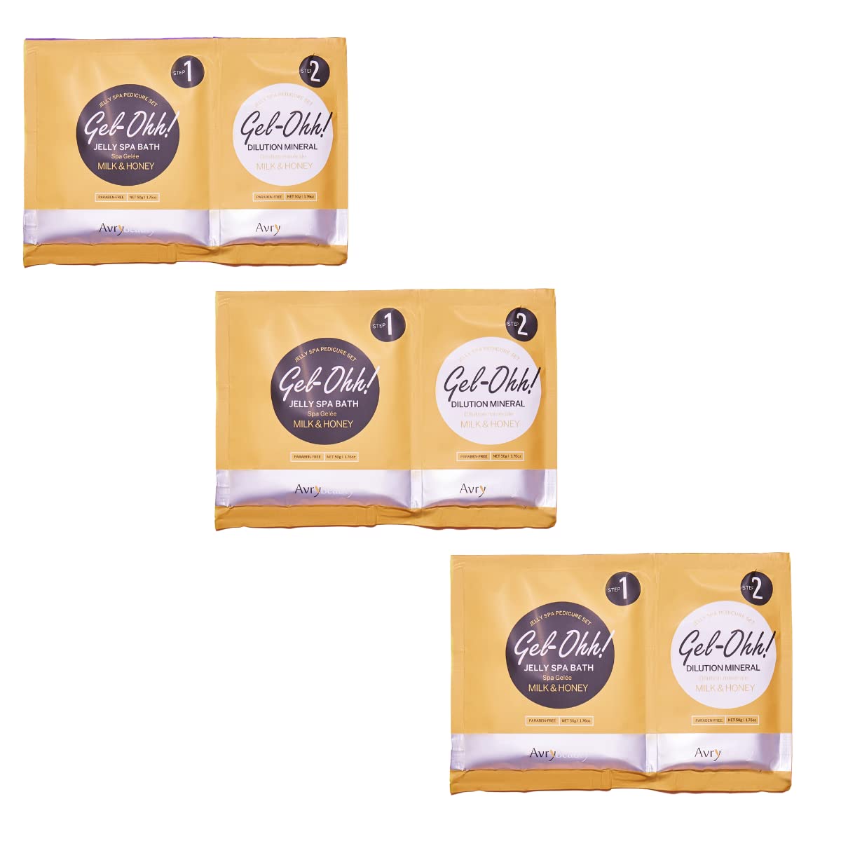 Avrybeauty Gel-Ohh Jelly Spa Bath 3 Pack - Milk & Honey Scented Foot Care Relaxation