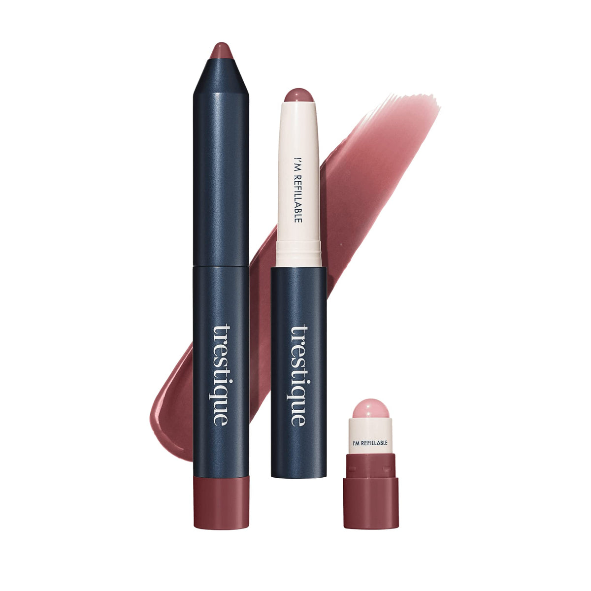 Tre'Stique Prime And Shine Lip Crayon, Malibu Mauve - 2-In-1 Refillable Lipstick & Primer