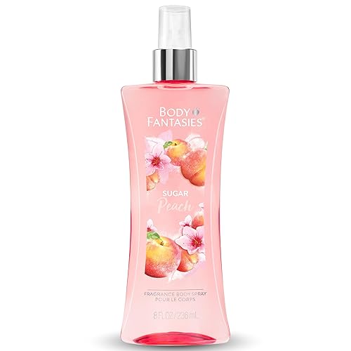 Body Fantasies Signature Sugar Peach Fragrance Body Spray, 8 fl oz - Refreshing Scent for All-Day Wear