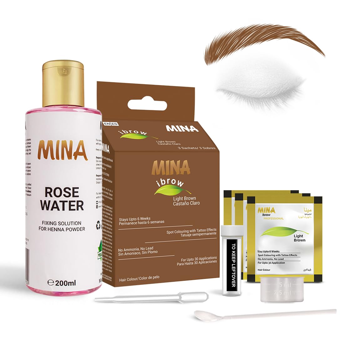 Minaibrow Light Brown Hair Color Powder With Rose Water - Long Lasting, 100% Gray Coverage