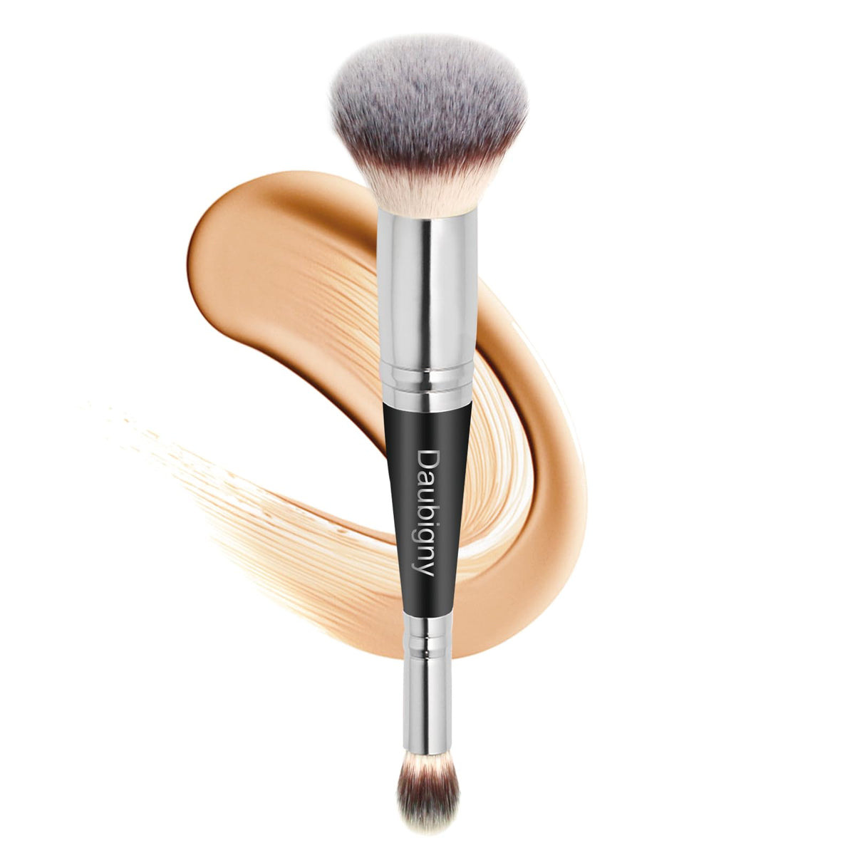 Daubigny Dual-ended Foundation & Concealer Brush - Premium Synthetic Bristle, Black