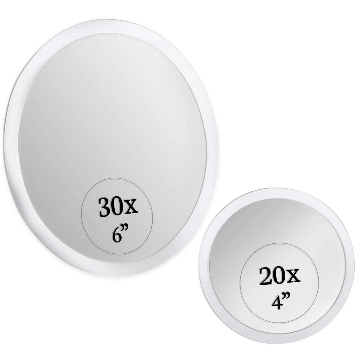 Mirrorvana 30X & 20X Magnifying Wall-Mounted Makeup Mirror Set With Suction Cup, Glass