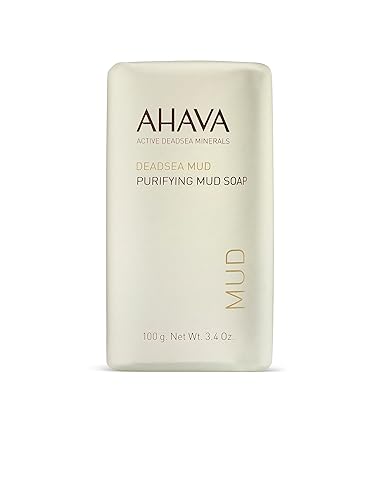 Ahava Purifying Dead Sea Mud Soap Bar - Face & Body Cleansing, 3.4 Oz, Mineral-Enriched