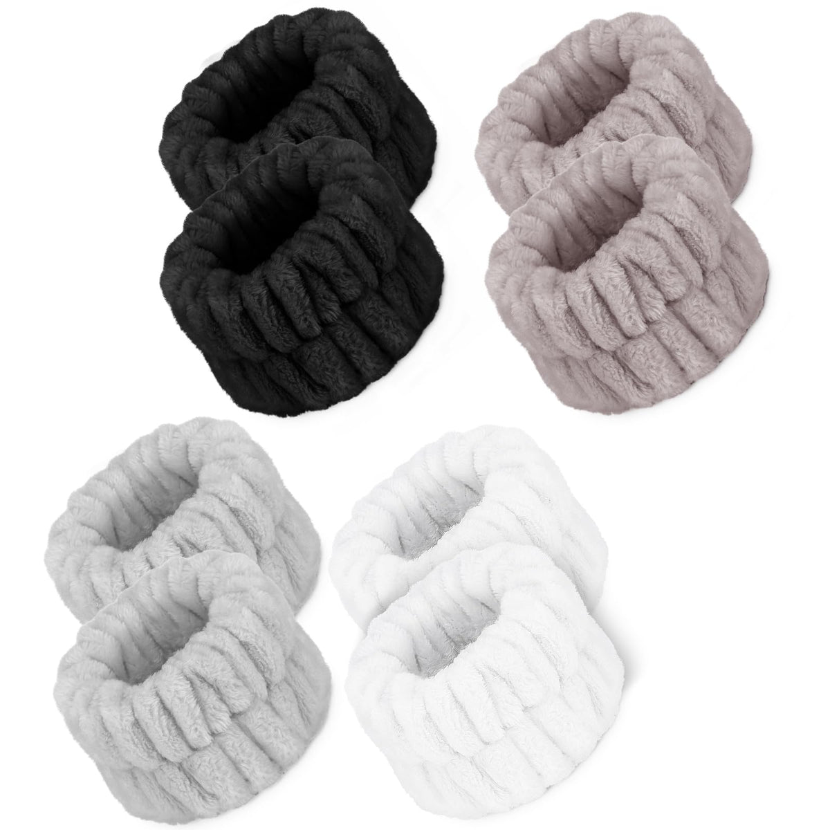 Crosize 8 Pcs Microfiber Spa Wristbands - Absorbent Towels For Women, Grey/White/Brown/Black