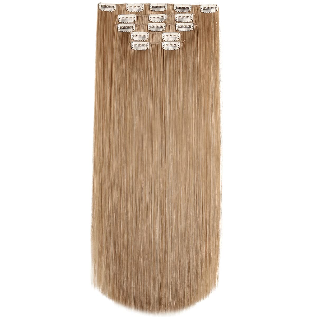 Hspjhtm 22&quot; Clip In Bleached Blonde Hair Extensions For Women - Straight Synthetic Full Head 5Pcs