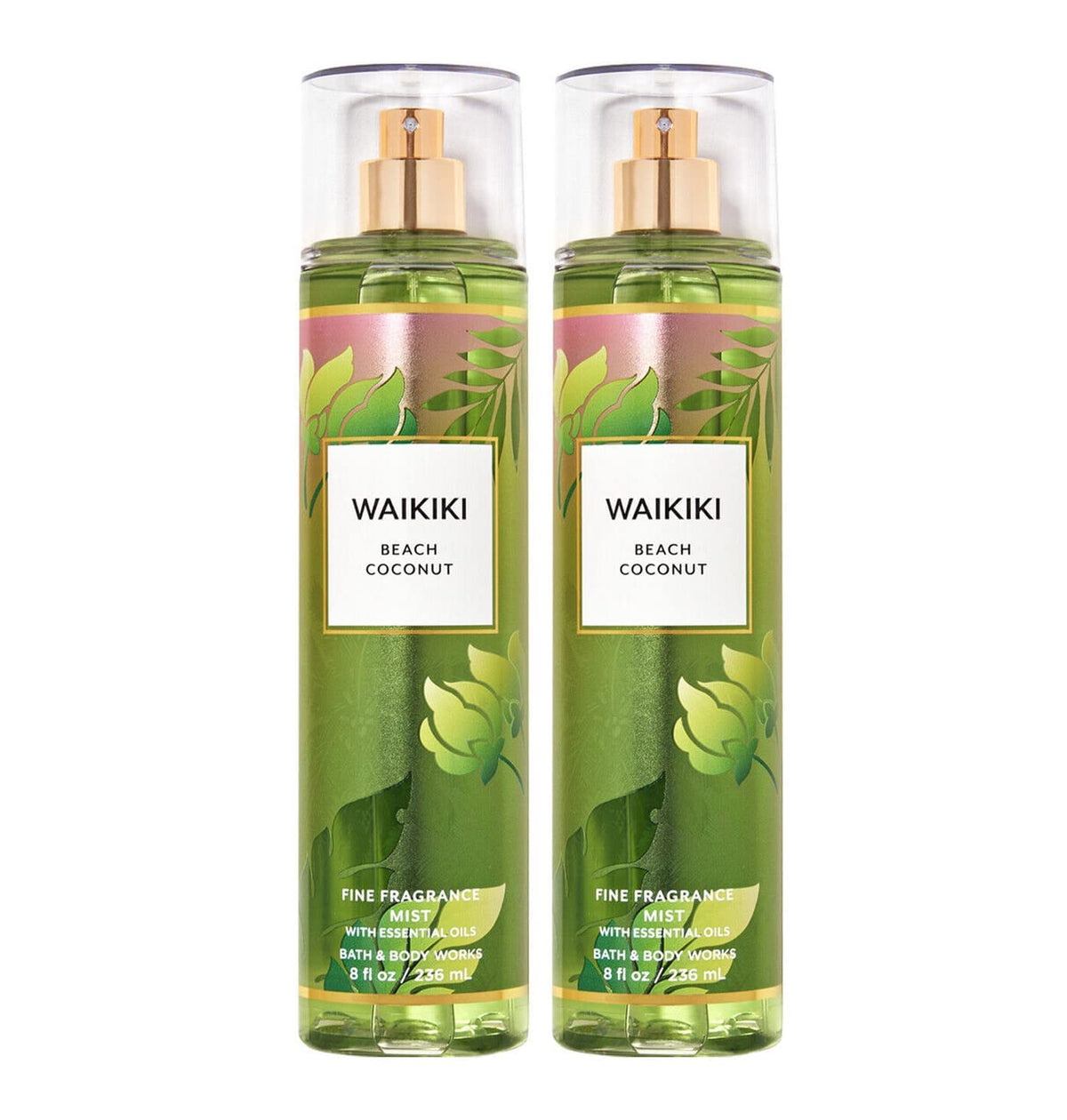 Bath & Body Works Waikiki Beach Coconut Fine Fragrance Spray Gift Set, 2-Pack, 8 Oz